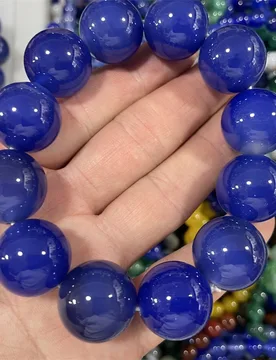Men's 20mm Agate Round Large Bead Blue Chalcedony Bracelet - Aliexpress - FashionsVida