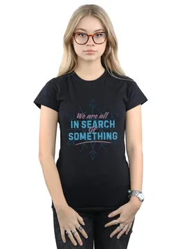 Women's Frozen 2 All In Search Of Something Cotton T-Shirt in Black Size: XL - Black - Size: XL - Disney - FashionsVida