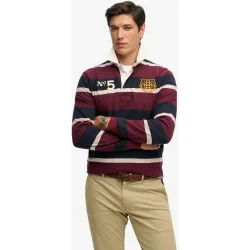 Polo rugby de hombre doble emblema a rayas