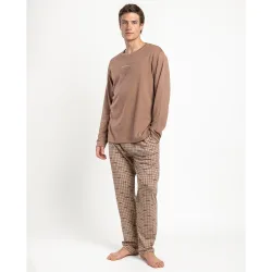 Pijama completo largo de hombre de punto de algodón