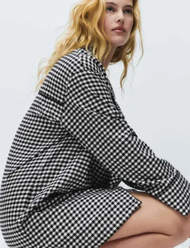Pure Cotton Gingham Short Nightshirt Navy Mix female - M&S - FashionsVida