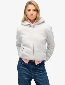 Superdry Damen Borg-gefütterter Hoodie mit Reißverschluss Hellgrau - Größe: 44 - 94.99 - FashionsVida