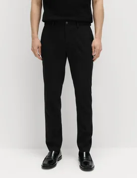 Slim Fit Wool Blend Suit Trousers Black male - M&S - FashionsVida