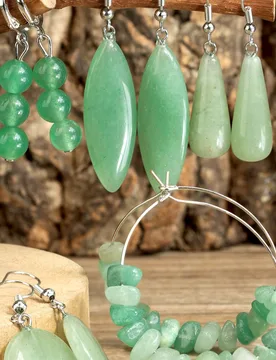 Pendientes Vintage de Aventurina Verde, Elegantes Colgantes de Oreja de Piedra Natural Verde, Colgante de Piedra Geométrica en Forma de Lágrima & Pe - Shein - FashionsVida