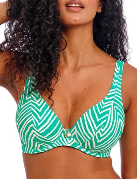 Womens Fiji Falls High Apex Bikini Top - Turquoise Polyamide - Size 36h - Freya - FashionsVida