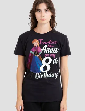 Women's Frozen Fearless Like Anna 8th Birthday T-Shirt, Black Size: XL - Black - Size: XL - Disney - FashionsVida