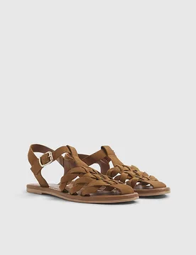 Womens Sandals Brown Suede Fisherman Buckle Shoes - Size Uk 8 - River Island - FashionsVida