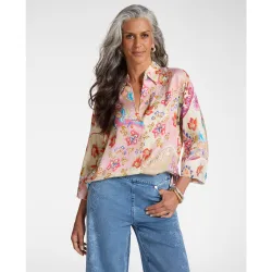 Camisa de mujer de viscosa estampada sin cierre