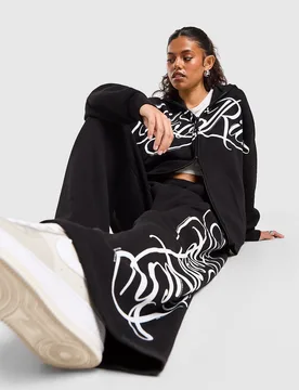Womens Celeste Wide Leg Joggers - Nero, nero nero Donna taglia M - Hoodrich - FashionsVida