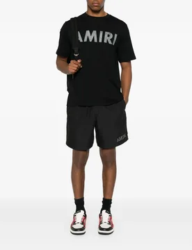 Mens Logo Print T-Shirt In Black Cotton - Size Small - AMIRI - FashionsVida