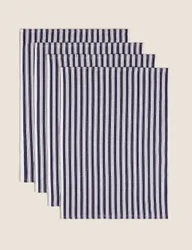 Set of 4 Cotton Rich Basket Weave Tea Towels Blue