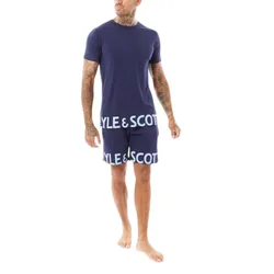 Mens Lounge Set T-Shirt Shorts Sleepwear Loungewear Summer - Navy Cotton - Size 2xl