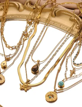 Jolivie Stainless Steel Multi-Layer Chain Necklaces For Women Drop Natural Stone Charm Trendy Fashion Chic Angel Necklace Decro - Aliexpress - FashionsVida