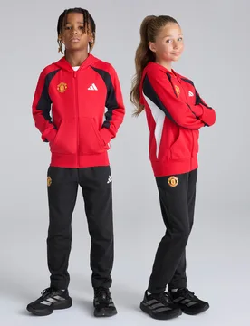 Manchester United x Kids Colourblock Tracksuit Red 9-10Y - Adidas - FashionsVida