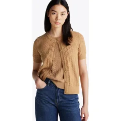 Chaqueta de punto de mujer de manga corta con cuello redondo