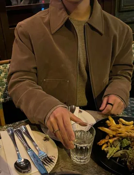 Chaqueta y abrigo de ante marrón sólido para hombres de otoño M - Shein - FashionsVida
