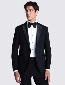 Slim Fit Tuxedo Jacket Black male - MOSS - FashionsVida