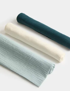Pack Pure Cotton Muslins Aqua Marine male - M&S - FashionsVida