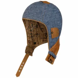 Linen Aviator Helmet with Leather by - denim - Size: M (56-57 cm)