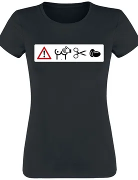 T-Shirt - Achtung Brüste nicht anfassen - S bis XL - für Damen - Größe L - schwarz - Frauen - female - Sprüche - FashionsVida