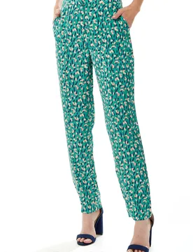 Women's Stroke Print Trousers in Green Size: 14 - Green - Size: 14 - Liquorish - FashionsVida