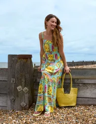 Tropical Print Strappy Maxi Dress - XL / MULTI - female