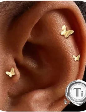 Bobisty 3PCS 16G Helix Piercing Jewellery G23 Titanium Cartilage Earrings Labret for Lip Nose CZ Heart Flat Back 3 Single Studs - Aliexpress - FashionsVida