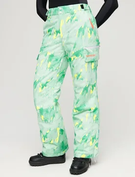 Superdry Damen Grün und Gelb Sport Ultimate Rescue Skihose mit Logo-Druck, Größe: 38 - 229.99 - FashionsVida