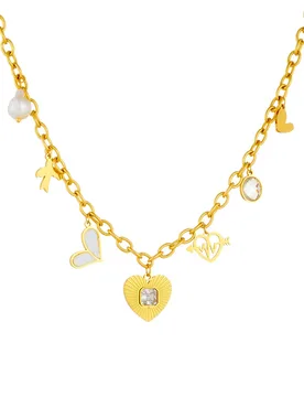 Punk Fashion Love Heart Charm Pendant Female Gold Color Stainless Steel Chain Link Necklace for Women Vintage Jewelry Gift 2026 - Aliexpress - FashionsVida