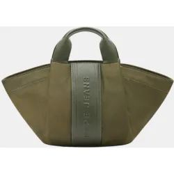 Bolso shopper con doble asa banda central con logotipo de la marca