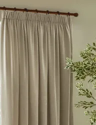 Chenille Velvet Pencil Pleat Curtains Nude