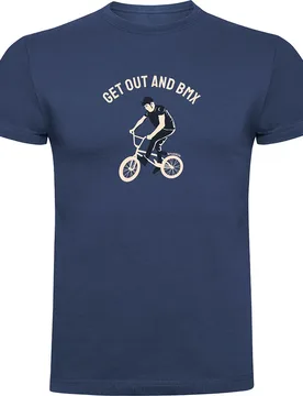 Maglietta A Maniche Corte Get Out And Bmx Denim Blue - Kruskis - FashionsVida