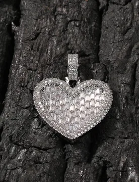 UWIN Heart Pendant Necklace Baguetter CZ Concave Iced Out Cubic Zirconia Heart Charms Fashion Jewelry For Drop Shipping - Aliexpress - FashionsVida