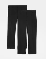 Pack Boys' Slim Leg Stretch School Trousers (2-18 Yrs) Black male