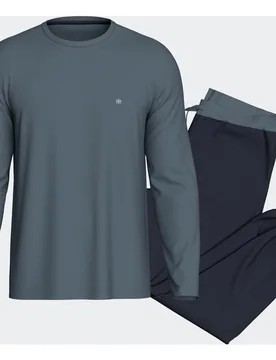 Pijama largo de hombre de punto con bordado en el pecho - Impetus - FashionsVida