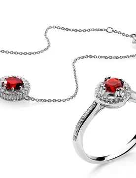 Kaia' Womens 925 Sterling Silver Set: Bracelet + Ring - Set-7477/ru - Size O 1/2 - Orphelia - FashionsVida