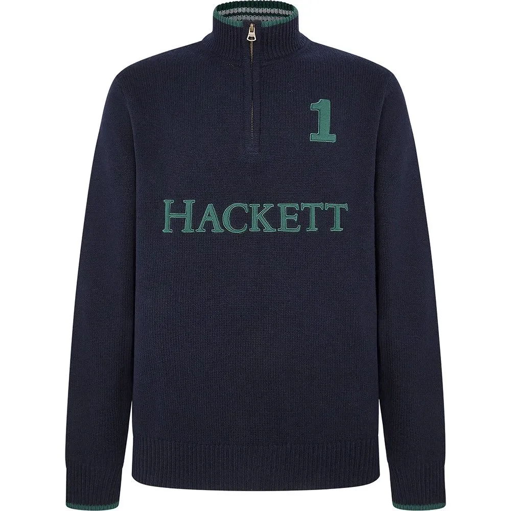 Pull à Demi-zip Hm703226 Chambray Blue S - Hackett - FashionsVida