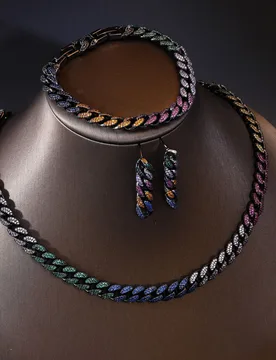 Retro Temperament Punk Style Multicolor Set Necklace Earrings Bracelet Jewelry Women's Light Luxury Wedding Holiday Gift M-962 - Aliexpress - FashionsVida