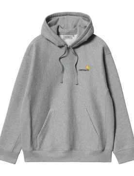 Hooded American Script Sweatshirt Grey Heather XXL Herren - Carhartt WIP - FashionsVida