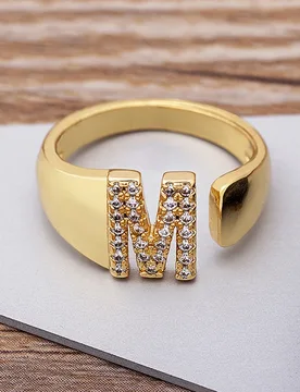 AIBEF New Fashion A-Z Letter Gold Color Metal Adjustable Opening Ring Initials Name For Women Finger Rings Party Crystal Jewelry - Aliexpress - FashionsVida