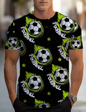 Fashionable 3D football printed men's short sleeved T-shirt football sports T-shirt top men's fun casual streetwear - Aliexpress - FashionsVida