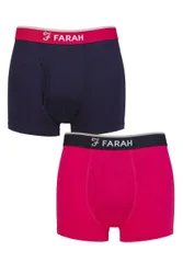 Mens 2 Pair Plain Bamboo Keyhole Trunks Plain Navy / Cerise XXL - Assorted - Size: 2X-Large
