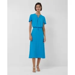 Vestido midi fruncido con manga capa