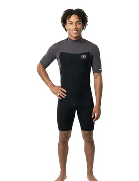 Shorty à Manches Courtes Avec Fermeture éclair Dans Le Dos One Free Flex 2/2 Mm Balck / Grey XL - Ocean & Earth - FashionsVida