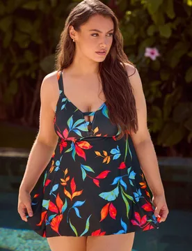 Women's Floral Hanky Hem Tankini Top Size: 24 - Multicolor - Size: 24 - Yours - FashionsVida
