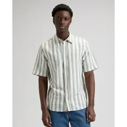 Camisa de hombre de manga corta a rayas de corte regular
