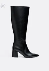 Weites Bein – Hohe schwarze Stiefel mit Absatz SCHWARZ 35