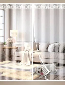 Cortina de mosquitero de rayas extra grande actualizada para verano, cortina de puerta con cierre magnético autosellante amigable con mascotas, dise? - Shein - FashionsVida