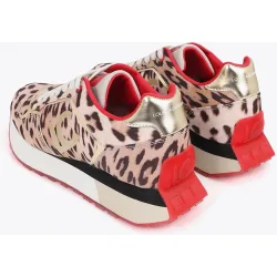 Zapatillas plataforma de mujer animal print con cierre de cordones