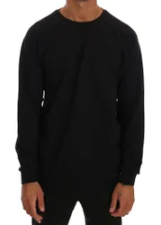 Mens Raglansleeve Crewneck Sweatshirt - Black Cotton - Size Small
